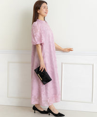 ランタンスリープＡラインボタニカル柄 結婚式 パーティー ドレス (S,M,L)11260