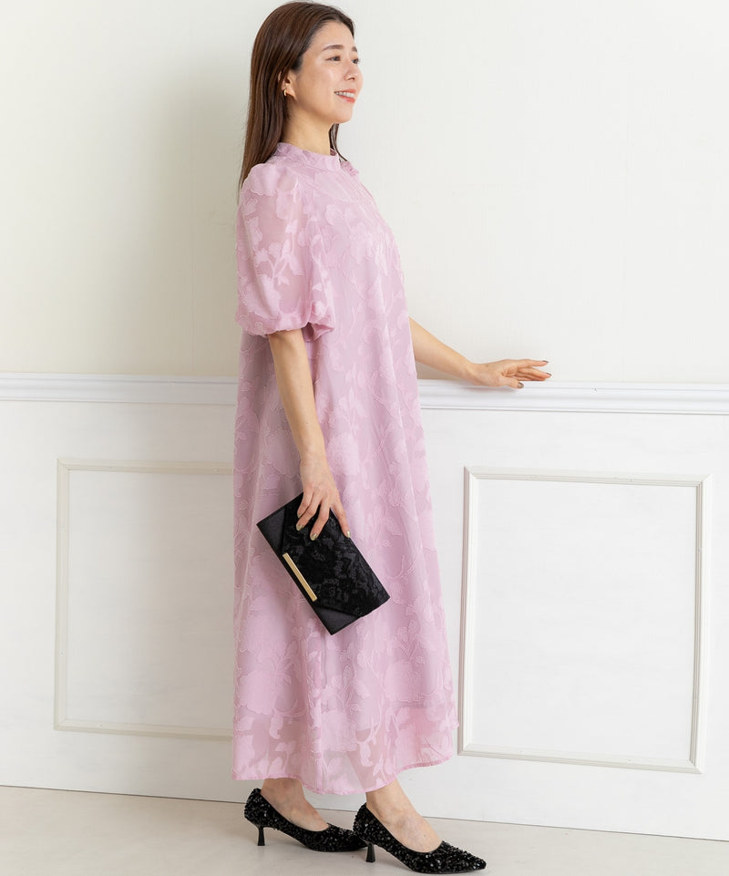 ランタンスリープＡラインボタニカル柄 結婚式 パーティー ドレス (S,M,L)11260