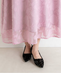 ランタンスリープＡラインボタニカル柄 結婚式 パーティー ドレス (S,M,L)11260