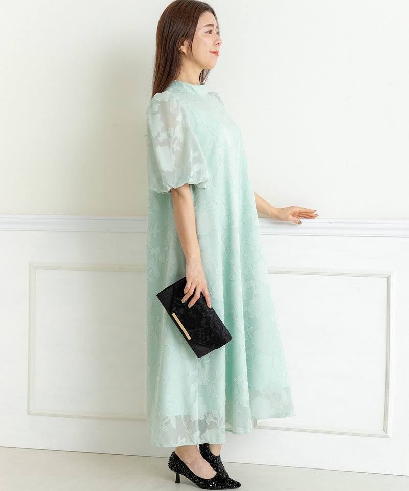 ランタンスリープＡラインボタニカル柄 結婚式 パーティー ドレス (S,M,L)11260