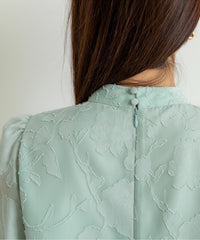 ランタンスリープＡラインボタニカル柄 結婚式 パーティー ドレス (S,M,L)11260