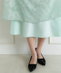 ランタンスリープＡラインボタニカル柄 結婚式 パーティー ドレス (S,M,L)11260